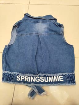 [2hand] Áo ghi lê jean dáng croptop cổ vest 4 cúc chun eo freesize đến L 4