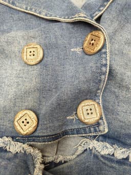 [2hand] Áo ghi lê jean dáng croptop cổ vest 4 cúc chun eo freesize đến L 5