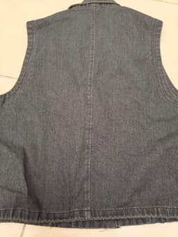 [2hand] Áo ghi lê jean xanh đậm có khoá chun gấu cổ vest freesize đến 2XL 6