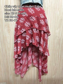 [2hand] Chân váy voan mullet 2 lớp đỏ chữ cạp chun chữ khoá kéo sườn size XS S M nhỏ 2