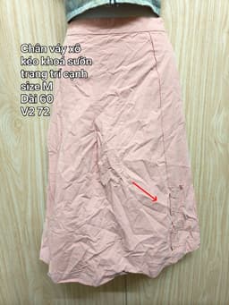 [2hand] Chân váy xô hồng cam kéo khoá sườn trang trí cạnh size M 2