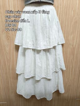 [2hand] Chân váy voan xốp trắng 3 tầng cạp chun freesize đến L 2