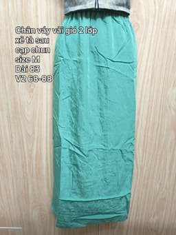 [2hand] Chân váy vải gió xanh ngọc 2 lớp xẻ tà sau cạp chun size M 2