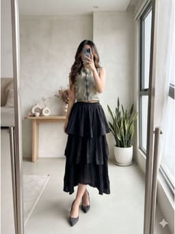 [2hand] Chân váy voan đen tầng eo chun size S M L nhiều mẫu 3