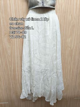 [2hand] Chân váy xô linen kem 2 lớp tà lệch eo chun freesize đến L 2