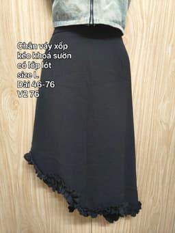 [2hand] Chân váy xốp đen vạt lệch kéo khoá sườn có lớp lót size L 2