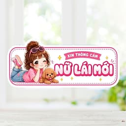 [Hỏa Tốc] Tem Decal Dán Xe Hơi "Nữ Lái Mới Chibi" Kute Dễ Thương, Chống Thấm Nước Ngộ Nghĩnh, Đáng Yêu Oto 3