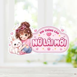 [Hỏa Tốc] Tem Decal Dán Xe Hơi "Nữ Lái Mới Chibi" Kute Dễ Thương, Chống Thấm Nước Ngộ Nghĩnh, Đáng Yêu Oto 5