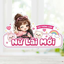 [Hỏa Tốc] Tem Decal Dán Xe Hơi "Nữ Lái Mới" Dễ Thương Chống Thấm Nước - Tem Dán Cảnh Báo Ô Tô Ngộ Nghĩnh, Đáng Yêu 2