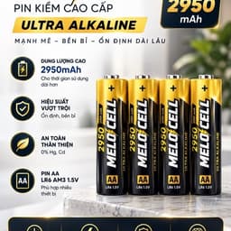 Pin Kiềm Alkaline AA MeloCell 2950mAh cho khoá điện tử vân tay, khóa thông minh, remote, dung lượng hiệu suất cao. 1