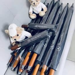 Ô Dù Cầm Tay Cán Gỗ Màu Nâu Phong Cách Mercedes-Benz, Ô Che Mưa Che Nắng Sang Trọng, Quà Tặng Cao Cấp 7