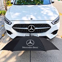 Ô Dù Cầm Tay Cán Gỗ Màu Nâu Phong Cách Mercedes-Benz, Ô Che Mưa Che Nắng Sang Trọng, Quà Tặng Cao Cấp 9
