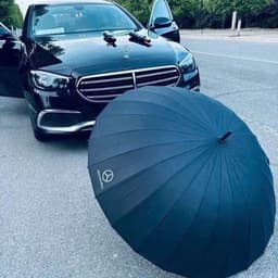 Ô Dù Cầm Tay Cán Gỗ Màu Nâu Phong Cách Mercedes-Benz, Ô Che Mưa Che Nắng Sang Trọng, Quà Tặng Cao Cấp 3