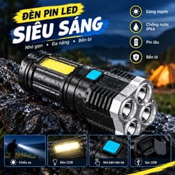 Đèn Pin Mini Siêu Sáng Cầm Tay 4 Bóng Chắc Chắn 4 Chế Độ Sáng Tiện Dụng ! Miễn phí vận chuyển 1