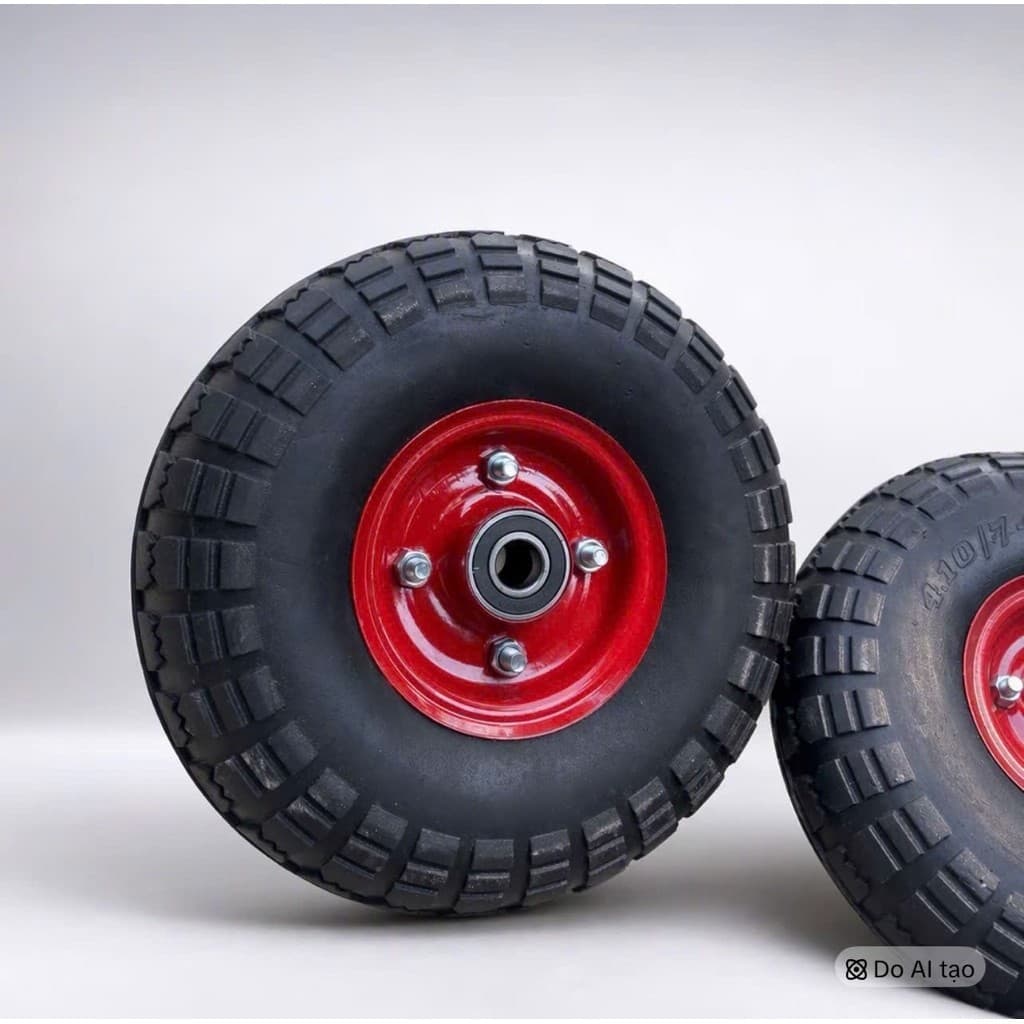 Bánh Hơi 350-4 Đường Kính 25cm, Bi Trục 17 cho Xe Kéo, Xe Đẩy Hàng...(Giá 1 chiếc)
