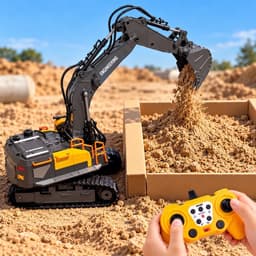 Đồ chơi xe cẩu , xe ben điều khiển từ xa , gầu và ben hợp kim , xe công trình điều khiển 2