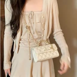 Túi xách nữ thanh lịch phối nơ, quai xích kim loại, đeo vai và đeo chéo thời trang. 9