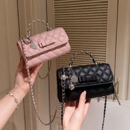 Túi xách nữ thanh lịch phối nơ, quai xích kim loại, đeo vai và đeo chéo thời trang. 2