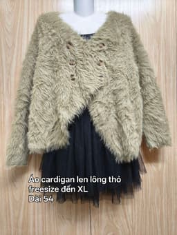 [2hand] Áo cardigan len lông thỏ vạt chéo xanh matcha 6 cúc freesize đến XL 2