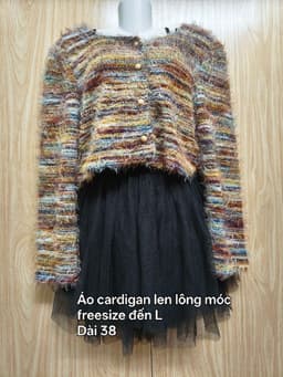 [2hand] Áo cardigan len lông mềm móc mix màu dáng croptop freesize đến L 2