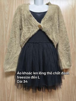 [2hand] Áo khoác len lông thỏ chất đanh nâu dáng croptop 1 cúc freesize đến L 2