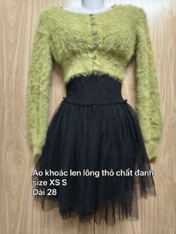 [2hand] Áo khoác len lông thỏ chất đanh xanh nõn form ôm size XS S 2