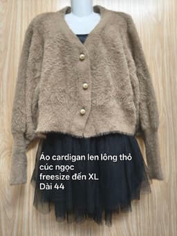 [2hand] Áo cardigan len lông thỏ cúc ngọc nâu freesize đến XL 2