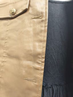 [2hand] Áo khoác da dáng ngắn nâu tây chưa cắt thùa khuyết lỗi 1 ở tay size S M 4