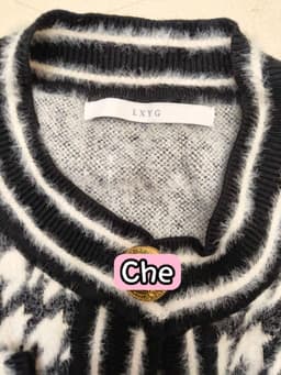 [2hand] Áo khoác len lông ép chất đanh choàng cúc đồng kẻ đen trắng freesize đến L 4