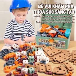 Bộ Đồ Chơi Dụng Cụ Sửa Chữa , Lắp ráp Cho Bé – Máy Khoan, Búa, Tua Vít, Cờ Lê – Đồ Chơi Kỹ Sư Nhí 3+ Tuổi 2