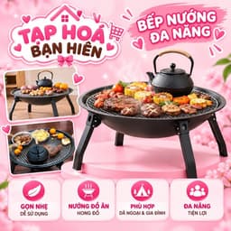 BẾP BBQ GIA ĐÌNH GẤP GỌN – BẾP NƯỚNG THAN TRÒN 55CM KÈM VỈ VÀ DỤNG CỤ NƯỚNG 1