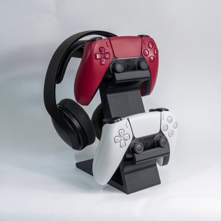 Kệ Để Tay Cầm PS5 Và Tai Nghe Gaming 3D – Giá Đỡ 2 Tay Cầm Chơi Game, Kệ Phụ Kiện Góc Gaming | TB 3D Store
