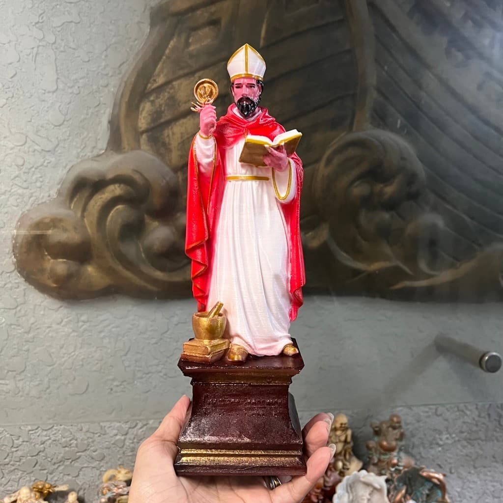 Tượng Thánh Cyprian (San Cipriano). in 3D. vẽ chi tiết , cao 24 cm