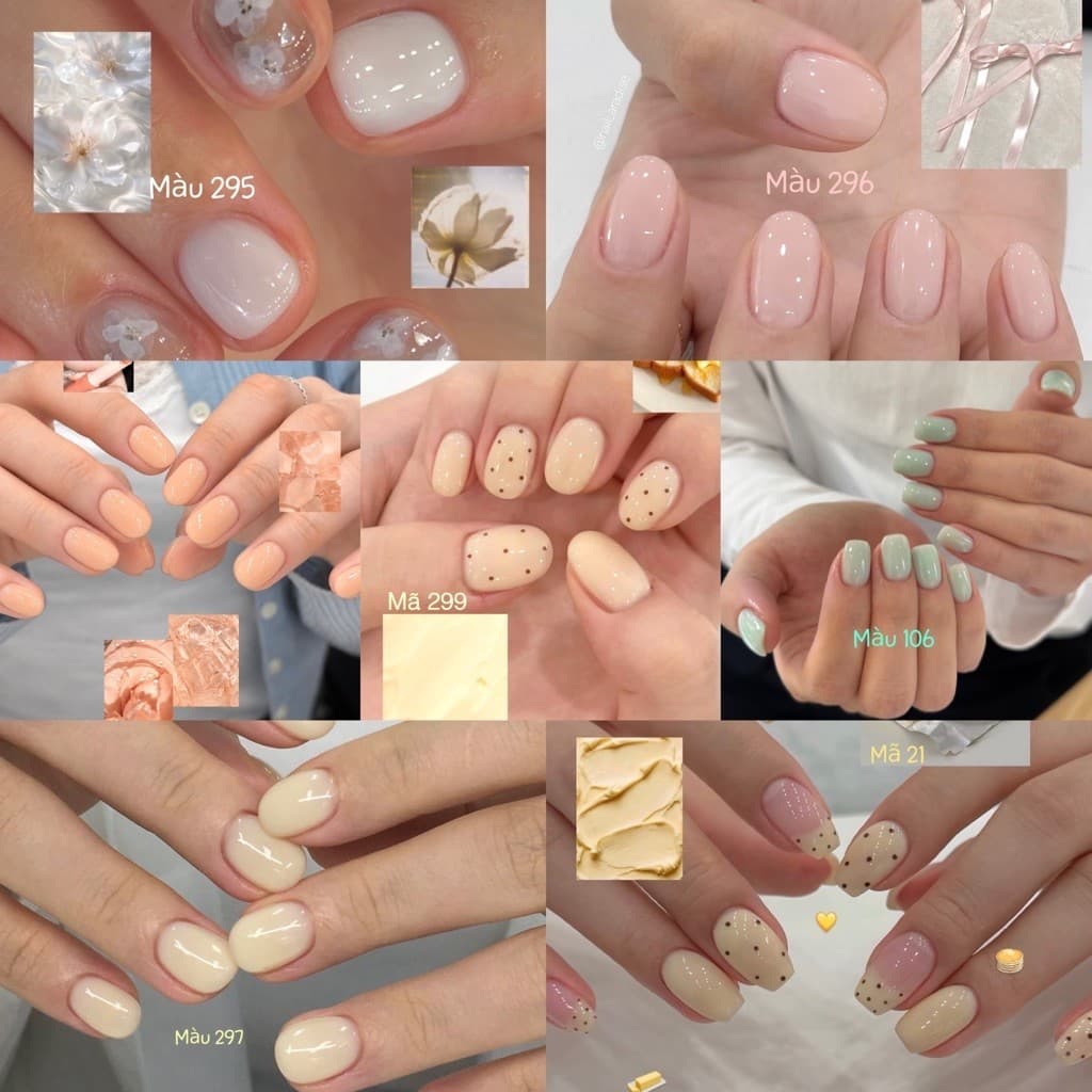 Sơn Gel Thạch Sữa Pastel Căng Bóng, Hồng Nude Trắng Sữa Vàng Bơ Xanh Mint, Màu Nail Hàn Quốc - Mã 21/106/295/296/297/299