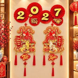 Tranh tường Tết (AL) 2027 Năm Dê chúc mừng năm mới Phúc Lộc treo tường phong cách Trung Hoa 4