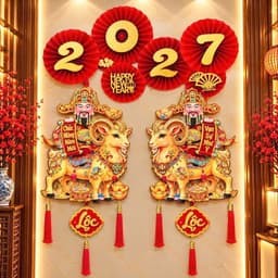 Tranh tường Tết (AL) 2027 Năm Dê chúc mừng năm mới Phúc Lộc treo tường phong cách Trung Hoa 8