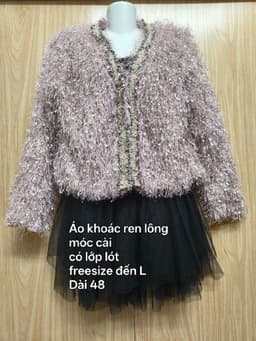 [2hand] Áo khoác ren lông móc cài hồng phấn có lót freesize đến L 2