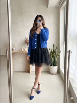 [2hand] Áo cardigan len lông xanh coban freesize đến XL 1