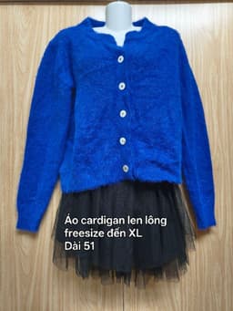 [2hand] Áo cardigan len lông xanh coban freesize đến XL 2