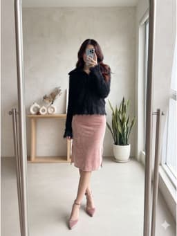 [2hand] Áo khoác len lông thỏ khoá kéo 2 đầu đen cổ bẻ cổ lọ tay loe freesize đến XL 1