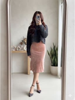 [2hand] Áo khoác len lông thỏ khoá kéo 2 đầu đen có mũ chất đanh freesize đến L 1
