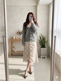 [2hand] Áo cardigan len lông thỏ xám cúc đen freesize đến 2XL 1
