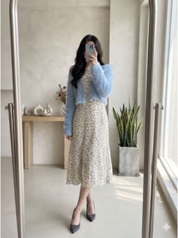 [2hand] Áo choàng croptop len lông thỏ xanh thiên thanh freesize đến L 1
