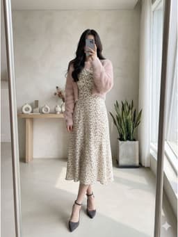 [2hand] Áo choàng croptop len thừng lông hồng chất đanh size XL 1
