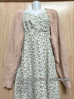 [2hand] Áo choàng croptop len thừng lông hồng chất đanh size XL 2