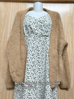 [2hand] Áo choàng len lông thỏ mướt nâu freesize đến L 2