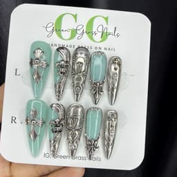 Nailbox Móng tiffany Charm Bạc 3D Gothic Y2K Cá Tính Sang Chảnh 2
