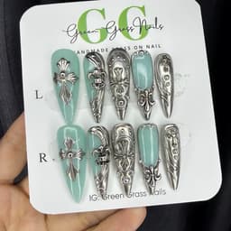Nailbox Móng tiffany Charm Bạc 3D Gothic Y2K Cá Tính Sang Chảnh 3