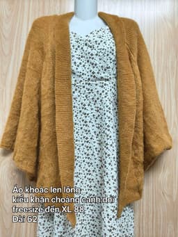 [2hand] Áo khoác len lông kiểu khăn choàng cánh dơi nâu tây freesize đến XL 3