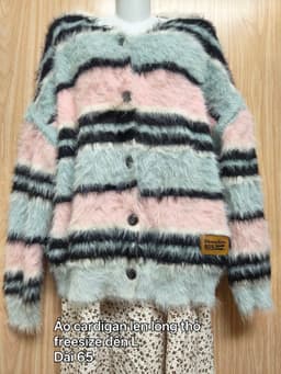 [2hand] Áo cardigan len lông thỏ kẻ ngang mix màu freesize đến L 2